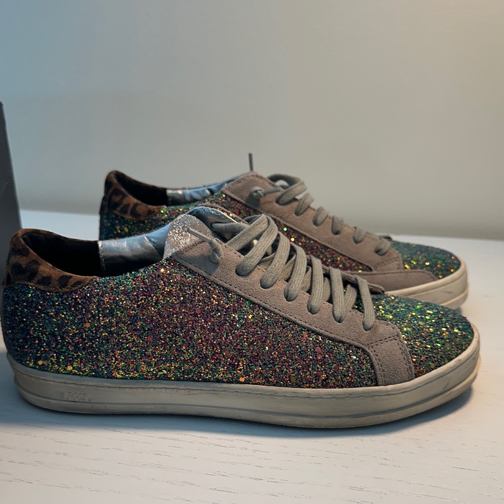 Glitter Sneakers with Leopard Accents P448